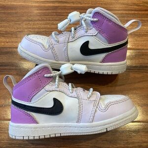 Nike Air Jordan 1 Mid Barley Grape Toddler Mid Top Sneaker - Size 8C